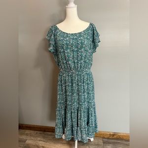 J Crew Floral Tiered Midi Dress